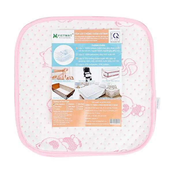 Combo 3 tấm lót chống thấm VIETMAT size 30x30 màu hồng