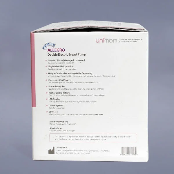 Máy hút sữa điện đôi có pin sạc Premium Allegro Unimom UM872002