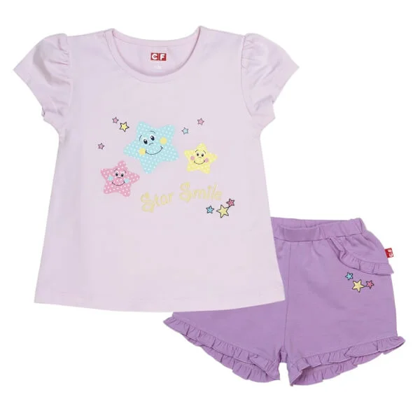 Bộ thun bé gái ngắn CF G049005 Hồng