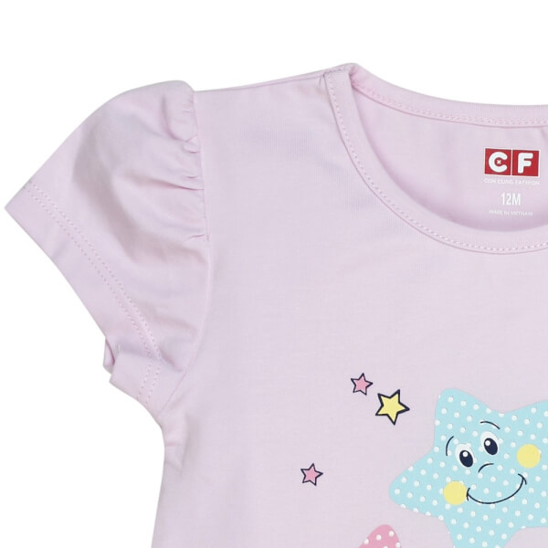 Bộ thun bé gái ngắn CF G049005 Hồng