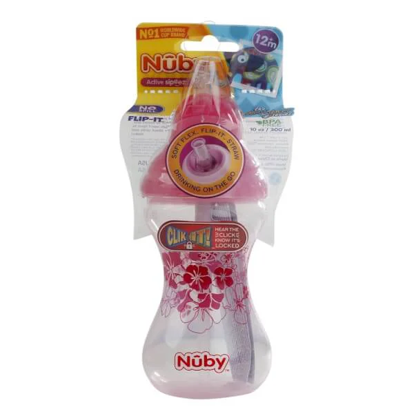 Bình uống nước ống hút Nuby, dung tích 300ml Hồng