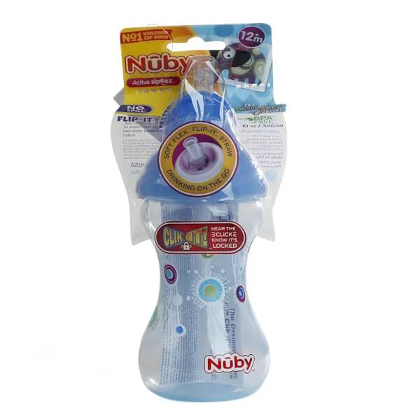 Bình uống nước ống hút Nuby, dung tích 300ml Xanh dương
