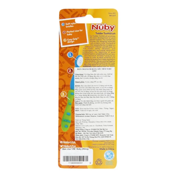 Bàn chải 12M+ Nuby Hồng