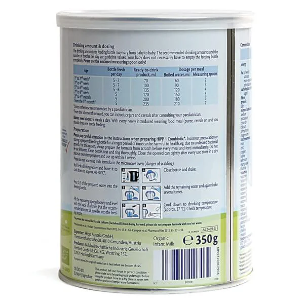 Combo 2 lon Sữa Hipp 1 Combiotic Organic Infant 350g (0-6 tháng)