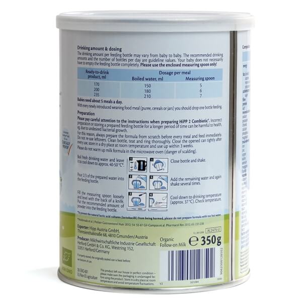 Combo 2 lon Sữa Hipp 2 Combiotic Organic Follow-on 350g (6-12 tháng)