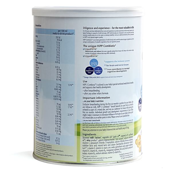 Combo 2 lon Sữa Hipp 2 Combiotic Organic Follow-on 350g (6-12 tháng)