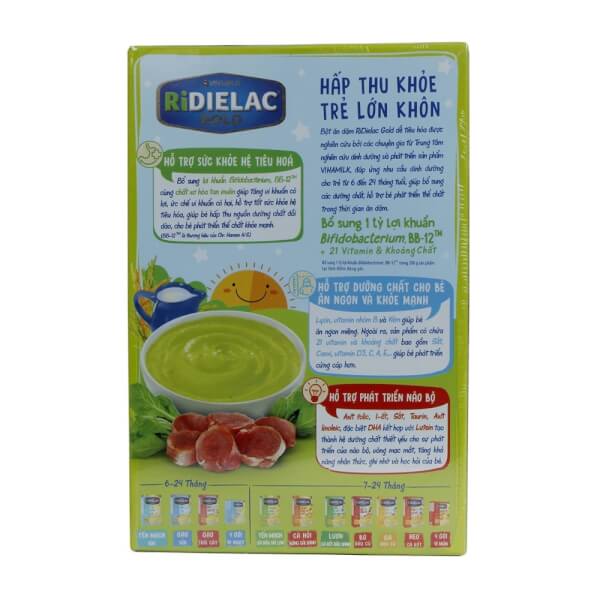 Combo 3 Bột ăn dặm Ridielac Gold heo bó xôi HG 200g