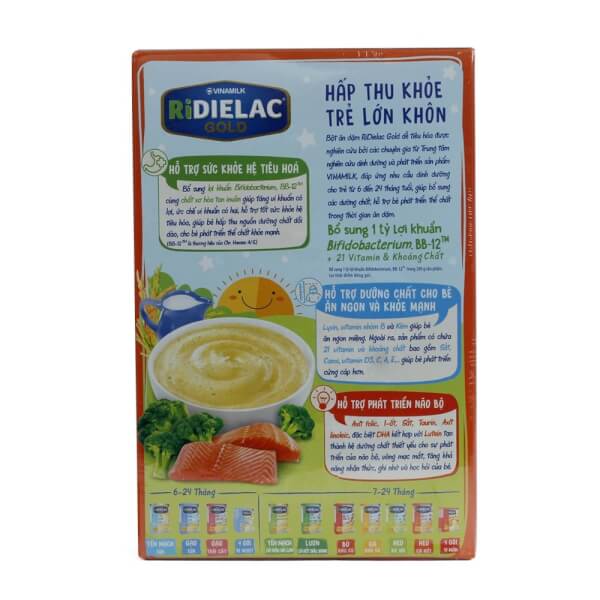 Combo 2 Bột ăn dặm RIDIELAC GOLD Cá hồi bông cải xanh HG 200g