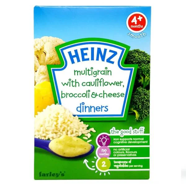 Bột ăn dặm Heinz Ngũ cốc, súp lơ, bông cải và phomai, 125g