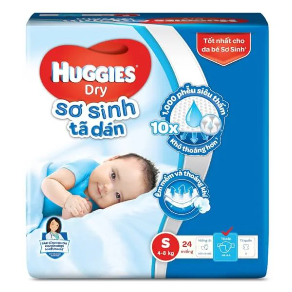 Tã dán Huggies Dry-Economy S, 4-8kg, 24 miếng