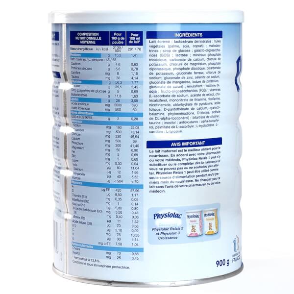 Sữa bột Physiolac số 1, 900g