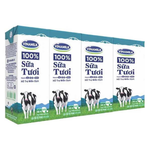 Sữa tươi tiệt trùng không đường Vinamilk 180ml
