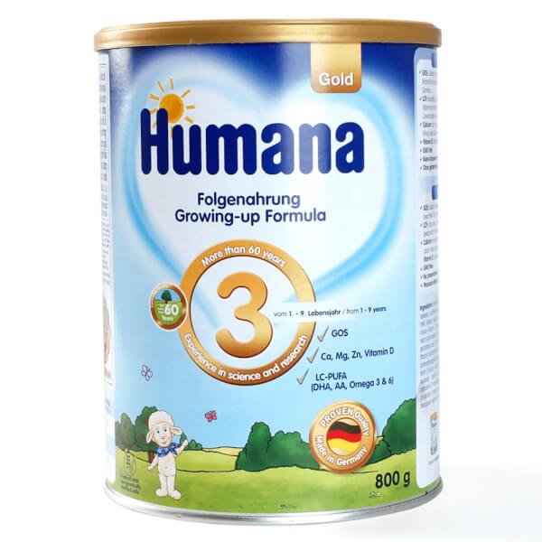 Thực phẩm bổ sung Humana Gold số 3, 1-9 tuổi, 800g
