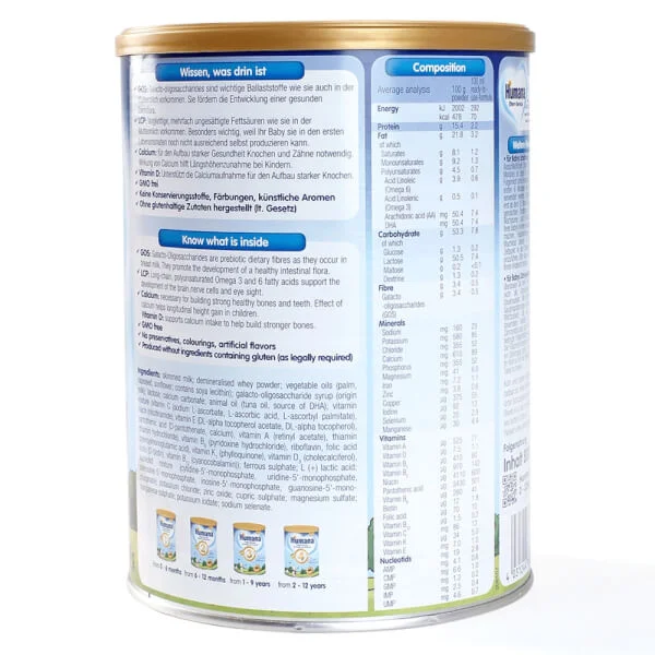 Thực phẩm bổ sung Humana Gold số 3, 1-9 tuổi, 800g