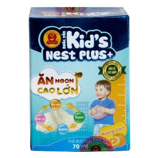 Thực phẩm bảo vệ sức khỏe - Nước yến Kids Nest Plus+ hương Cam 70ml