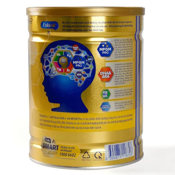Sữa bột Enfamil A + 1 900g 360° Brain DHA+ với MFGM PRO cho trẻ từ 0 đến 6 tháng tuổi