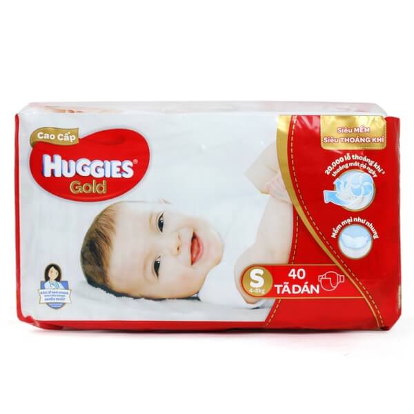 Tã dán Huggies Gold cao cấp đỏ S, 4-8kg, 40 miếng