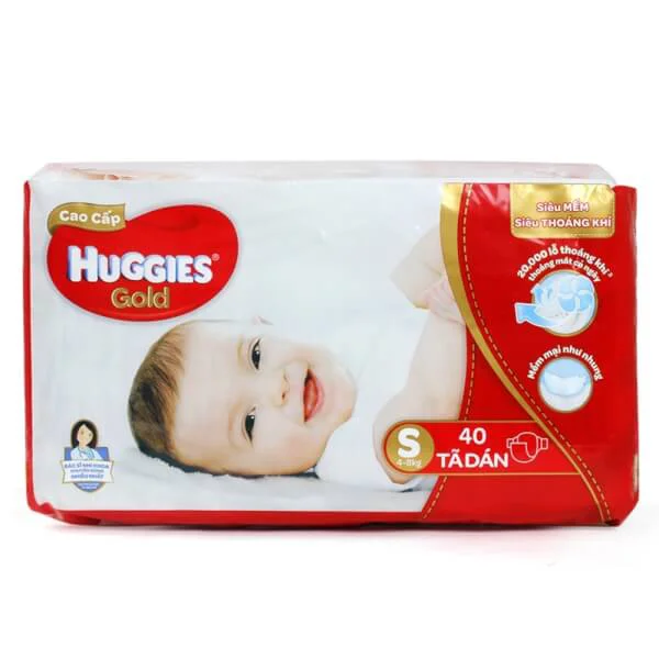 Tã dán Huggies Gold cao cấp đỏ S, 4-8kg, 40 miếng