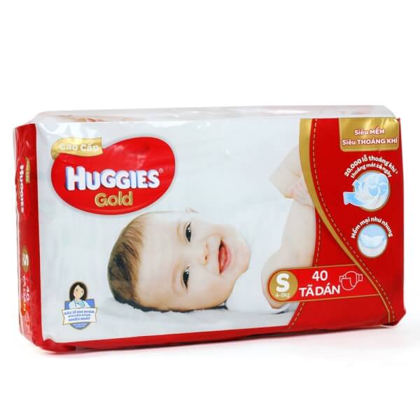 Tã dán Huggies Gold cao cấp đỏ S, 4-8kg, 40 miếng