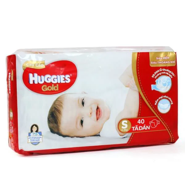 Tã dán Huggies Gold cao cấp đỏ S, 4-8kg, 40 miếng