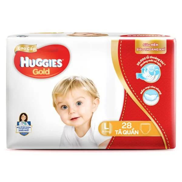 Tã quần Huggies Gold cao cấp (L, 9-14 kg, 28 miếng)