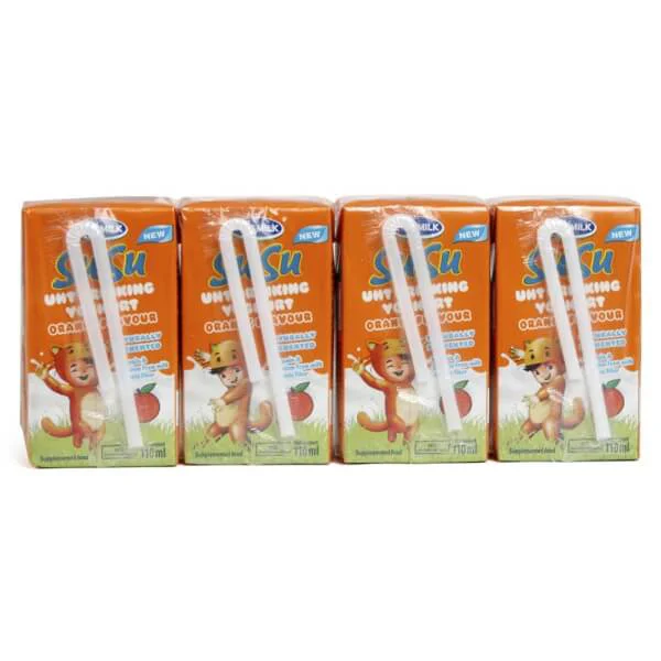 Sữa chua uống Vinamilk Susu hương cam 110ml, lốc 4 hộp