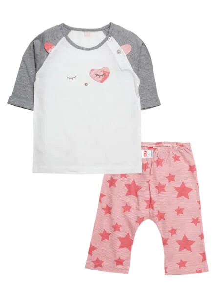 Bộ thun bé gái dài CF G059009 Hồng