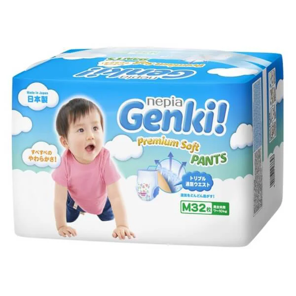 Combo 2 Gói Bỉm tã quần Genki size M 32 miếng (7-10kg)