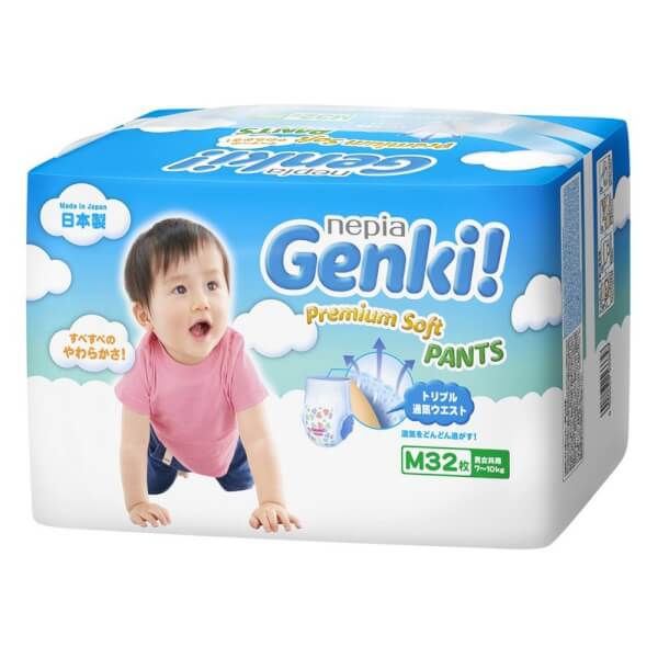 Combo 3 gói Bỉm tã quần Genki size M 32 miếng (7-10kg)