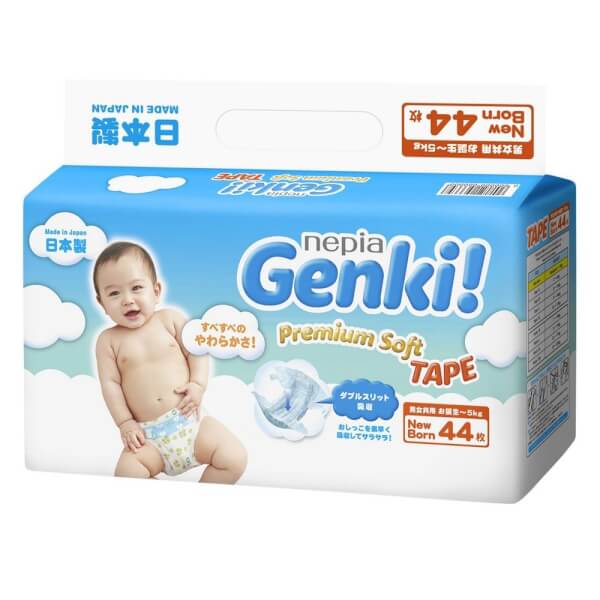 Combo 3 gói Bỉm tã dán Genki size Newborn 44 miếng (dưới 5kg)