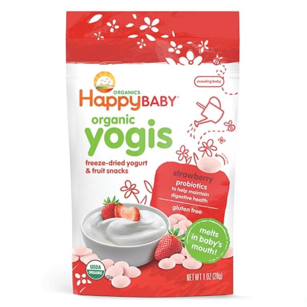 Snack sữa chua sấy khô vị dâu Happy Baby Organic Yogis