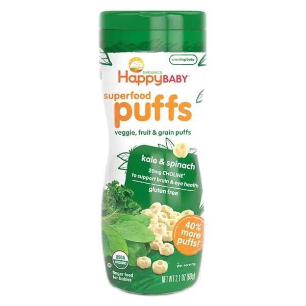 Thực phẩm bổ sung bánh xốp ăn dặm vị cải xoăn và rau bina Happy Baby