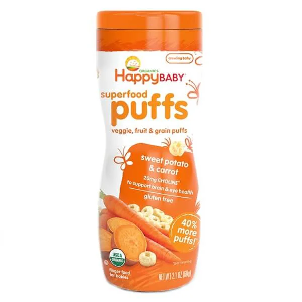 Thực phẩm bổ sung bánh xốp ăn dặm vị khoai lang và cà rốt Happy Baby