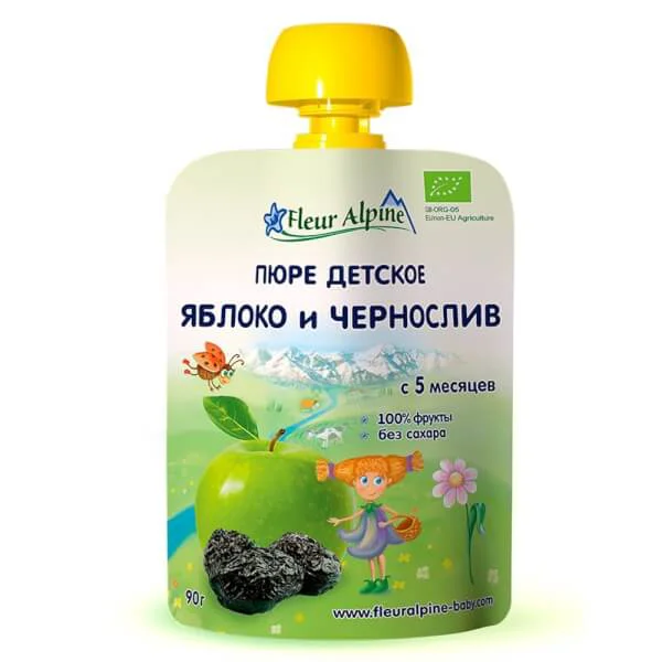 Dinh dưỡng trái cây Organic táo và mận đen 90g