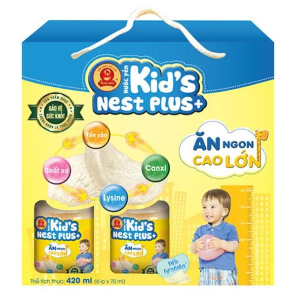 Thực phẩm bảo vệ sức khỏe - Nước yến Kids Nest Plus+ Hương Tự nhiên (Lốc 6 lọ)