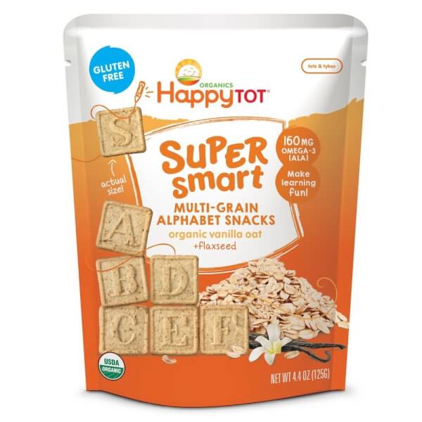 Bánh snack chữ cái hương vani, vị yến mạch và hạt lanh Happy Tot Organic