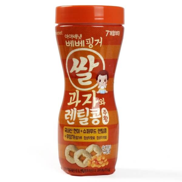 Bánh gạo đậu lăng Ivenet Bebe vị cam, cà rốt - Ivenet Bebe Finger Rice Snack With Lentil (Orange)