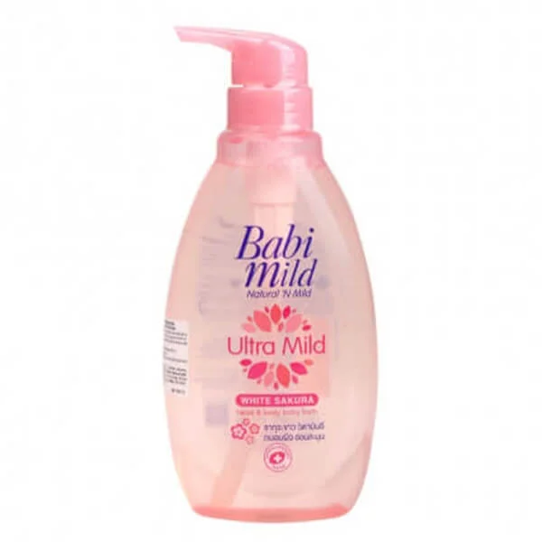 Sữa tắm gội trẻ em Babi Mild White Sakura chai 400ml