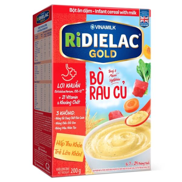 Combo 2 RIDIELAC GOLD Bò rau củ HG 200g