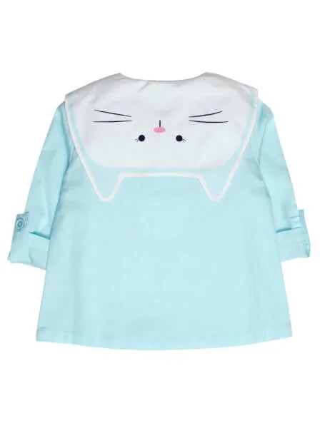 Áo vải bé gái tay dài CF G069021 Xanh