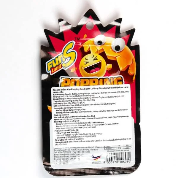 Kẹo Popping Candy with Lollipop Strawberry Flavor 13g