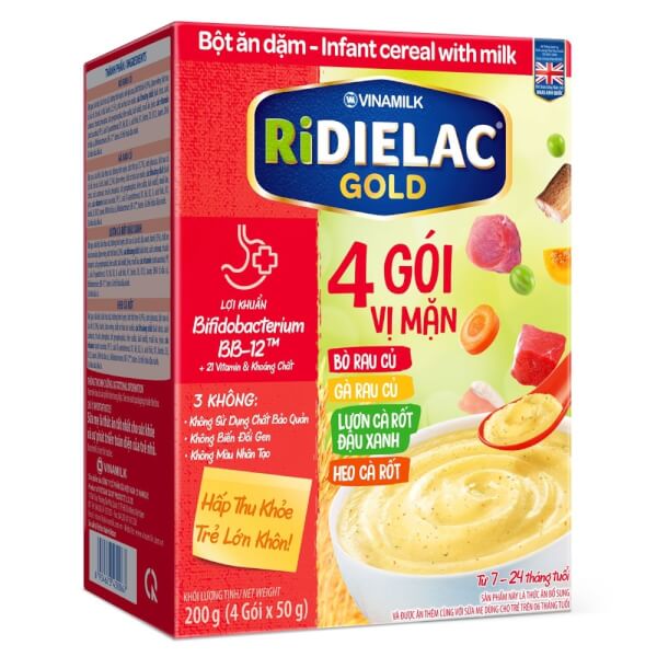 Combo 2 Bột ăn dặm RIDIELAC GOLD 4 Vị Mặn HG 200g