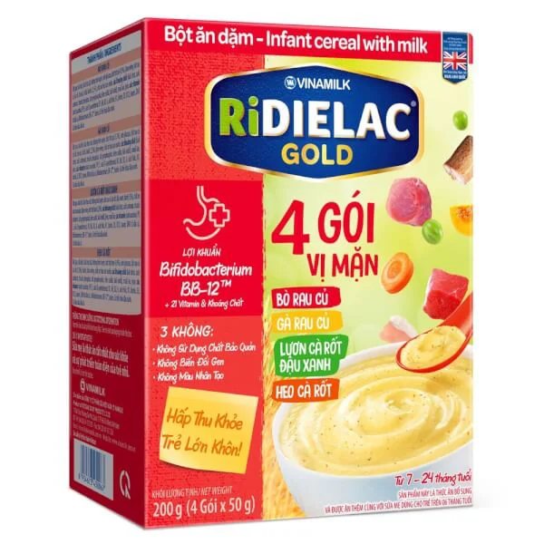 Combo 2 Bột ăn dặm RIDIELAC GOLD 4 Vị Mặn HG 200g