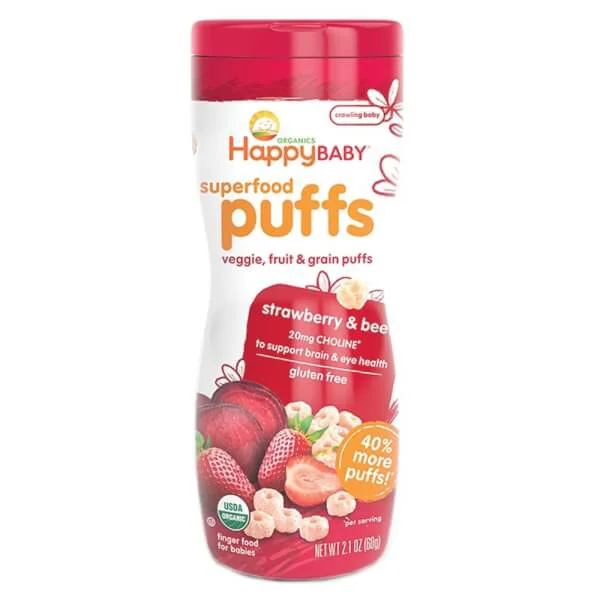 Combo 2 Thực phẩm bổ sung bánh xốp ăn dặm vị dâu và củ cải đường Happy Baby