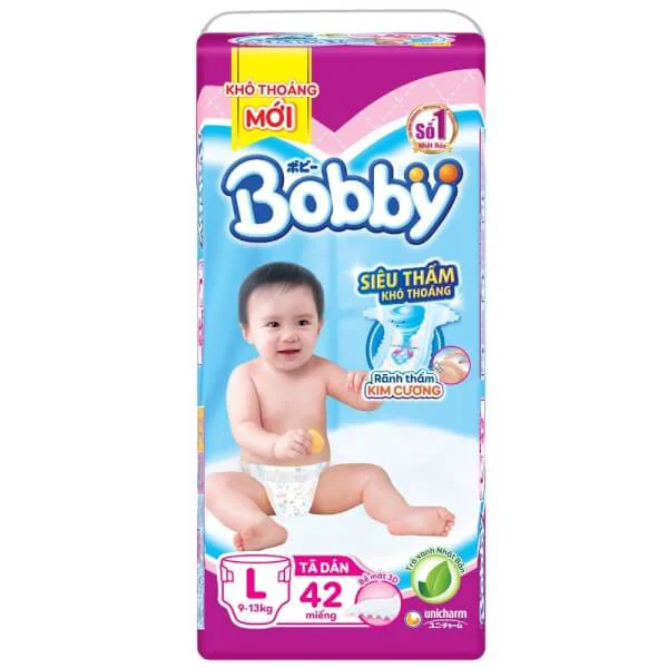 Tã dán Bobby Fresh siêu mỏng L, 9-13kg, 42 miếng