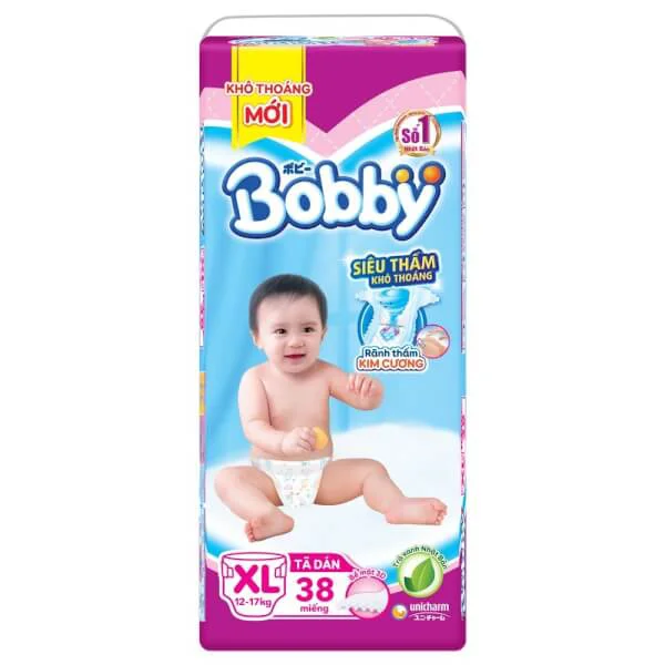 Tã dán Bobby Fresh siêu thấm size XL, 12-17kg, 38 miếng