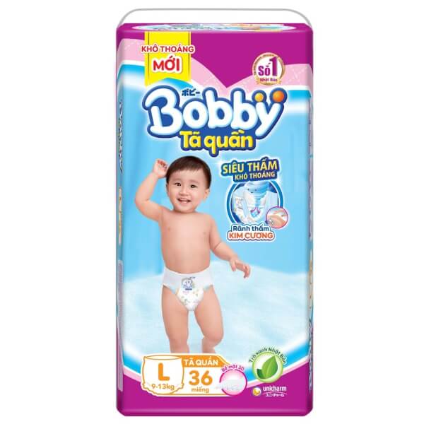 Tã quần Bobby Fresh L, 9-13kg, 36 miếng