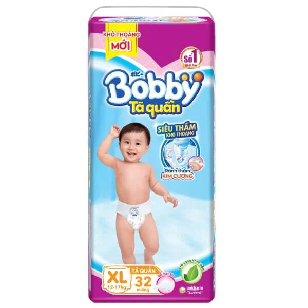 Tã quần Bobby Fresh XL, 12-17kg, 32 miếng