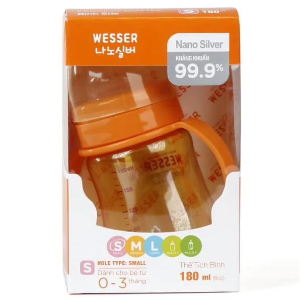 Bình sữa cố rộng Wesser 180ml