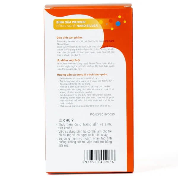 Bình sữa cổ rộng có ống hút Wesser 260ml